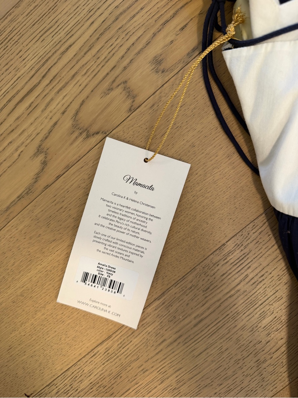 Navy and White Spaghetti-Strap Maxi Dress with Embroidered Stripe Detail - Picture 6 of 6